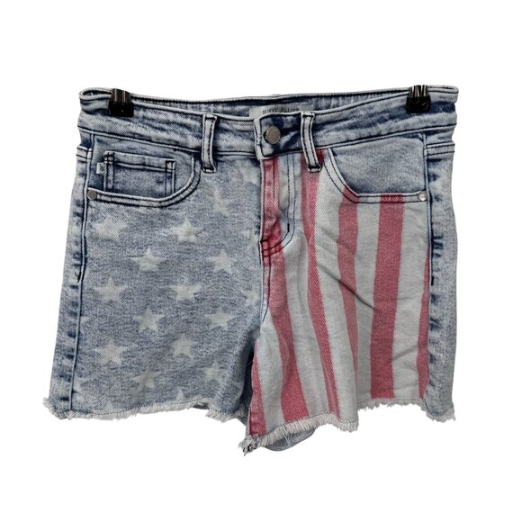 Judy Blue Cutoff Shorts Womens S Blue White Red Cotton Blend‎ Americana - Picture 1 of 8